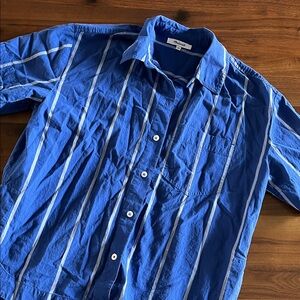 Madewell Oversized Boxy Button-Up Shirt in striped cotton poplin | XS